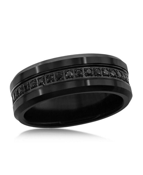 Black CZ Eternity Tungsten Ring
