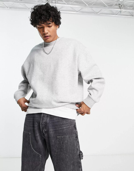 Weekday oversized sweatshirt in grey melange