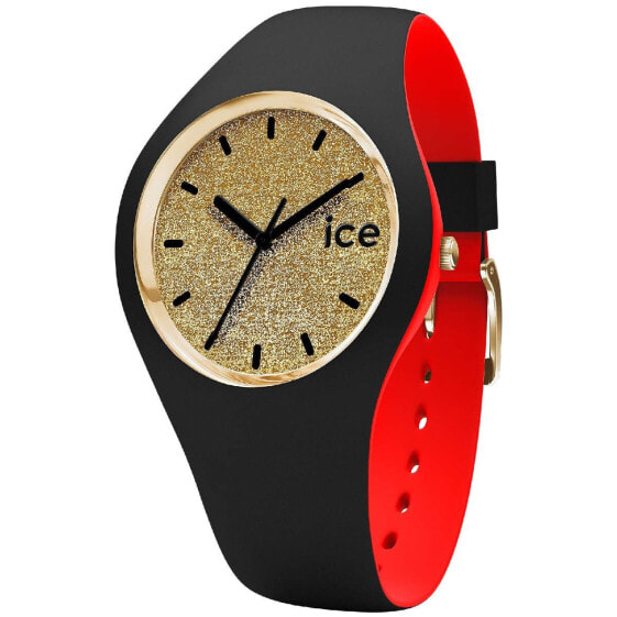 Часы ice-watch Ice Loulou Gold Glitter Schwarz с силиконовым ремешком для женщин 007228 (Small)