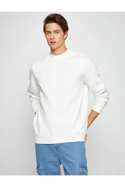 Basic Sweatshirt Şardonlu Yarım Balıkçı Yaka Uzun Kollu