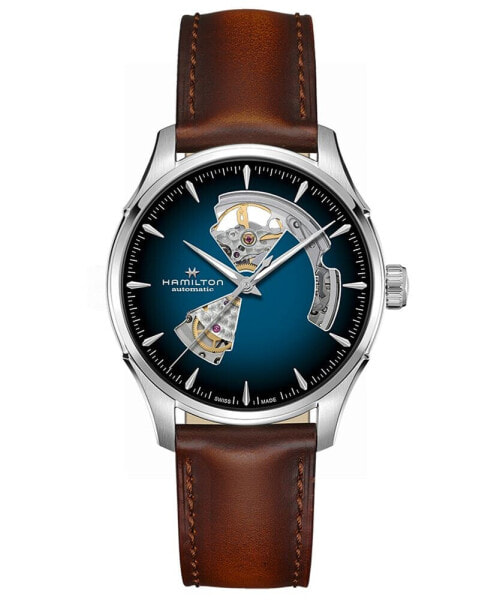 Men's Automatic Jazzmaster Open Heart Smoked Blue Stainless Steel Strap Watch 40mm