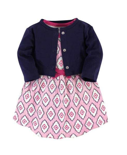 Baby Girls Organic Cotton Dress and Cardigan 2pc Set, Trellis