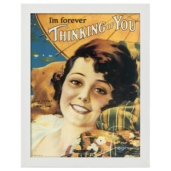 Фоторамка LegendArte Vintage Musik-Cover I'm Forever Thinking of You - Kunstdruck, Wanddeko 50x70, Постер с натуральной рамкой