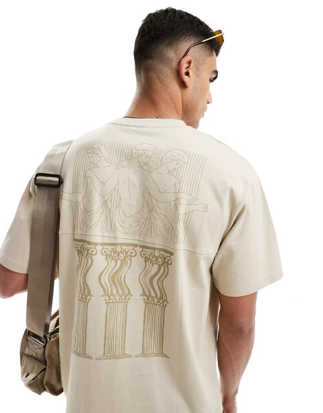 Pull&bear sculpture printed t-shirt in beige