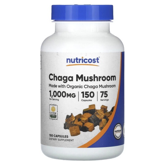 Nutricost, чага, гриб, 500 мг, 150 капсул