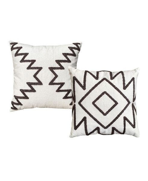 17 X 17 Inch 2 Piece Square Cotton Accent Throw Pillow Set