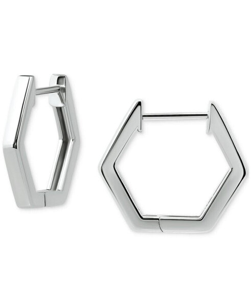 Polished Hexagon Small Hoop Earrings in 18k Gold-Plated Sterling Silver or Sterling Silver, 1/2", Created for Macy's