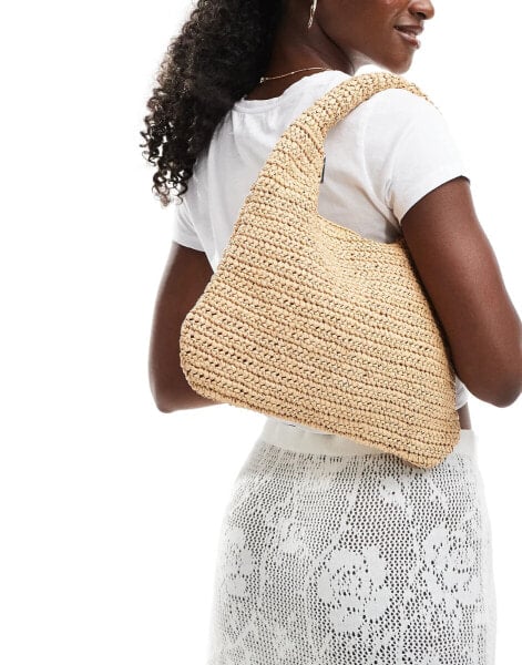 Mango crochet hand bag in light beige