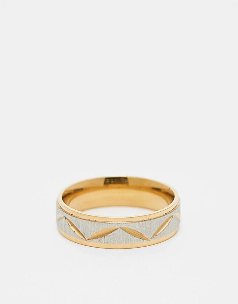 ASOS DESIGN – Ring aus wasserfestem Edelstahl in Silber- und Goldoptik