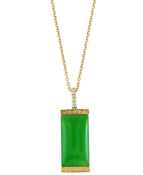 EFFY® Dyed Jade & Diamond Accent Rectangle 18" Pendant Necklace in 14k Gold