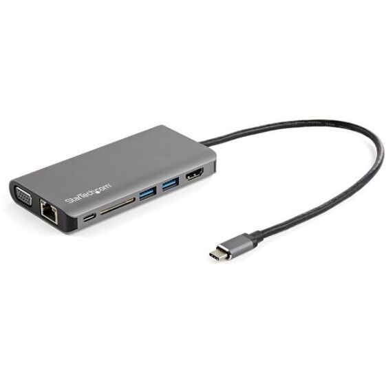 StarTech.com USB C Multiport Adapter - USB-C Mini Travel Dock w/ 4K HDMI or 1080p VGA - 3x USB 3.0 Hub - SD - GbE - Audio - 100W PD Pass-Through - Portable Docking Station for Laptop/Tablet - Wired - USB 3.2 Gen 1 (3.1 Gen 1) Type-C - 100 W - 10,100,1000 Mbit/s - Blac