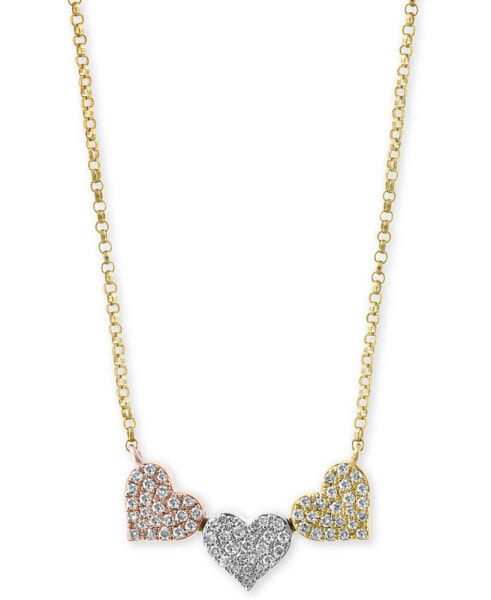 EFFY® Diamond Pavé Triple Heart Pendant Necklace (1/4 ct. t.w.) in 14k Gold, White Gold & Rose Gold or 14k White Gold