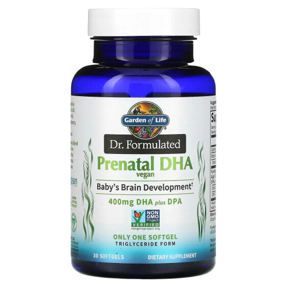 Garden of Life, Мы в компании Formulated, Vegan Prenatal DHA, 400 мг, 30 мягких таблеток