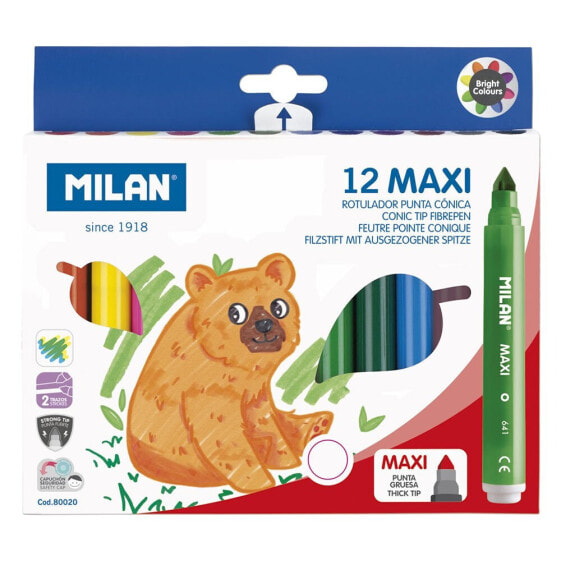 MILAN Box 12 Maxi Conical Tip Fibrepens