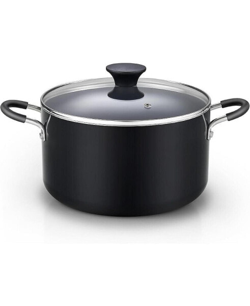 6-QT Nonstick Aluminum Stockpot with Lid , Black