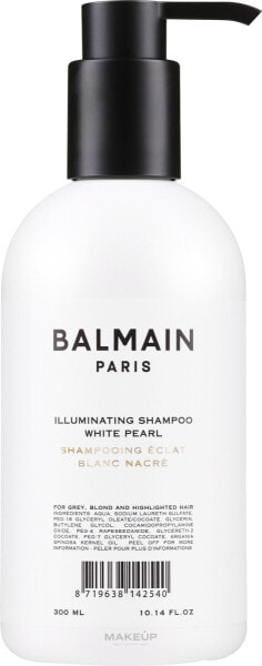 Aufhellendes und erfrischendes Shampoo gegen Rot- und Gelbtöne für blondes Haar oder Haar mit Highlights - Balmain Paris Hair Couture Illuminating White Pearl Shampoo 300 ml