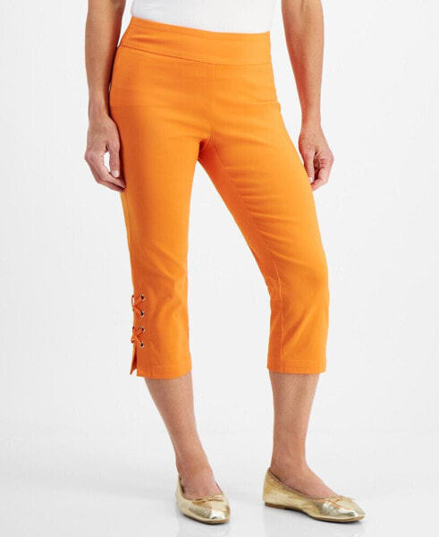 Petite Side-Lace-Up Capri Pants, Created for Macy's