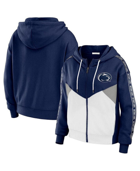 Худи WEAR by Erin Andrews Navy Penn State Nittany Lions Colorblock Full-Zip