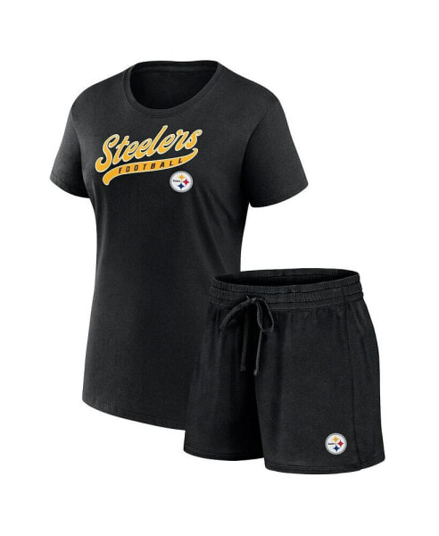 Women's Black Pittsburgh Steelers Start to Finish T-Shirt Shorts Combo Pack