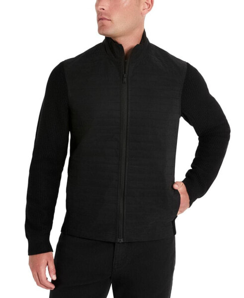 Men's Quilted Zip-Front Sweater Jacket