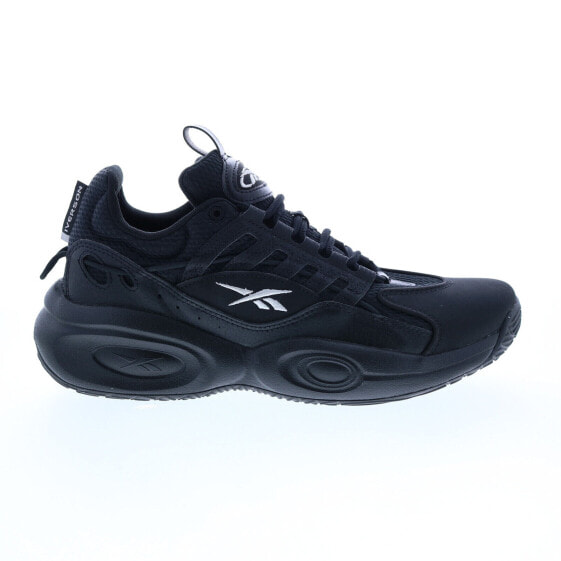 Reebok Solution Mid Mens Black Leather Lace Up Athletic Basketball Shoes