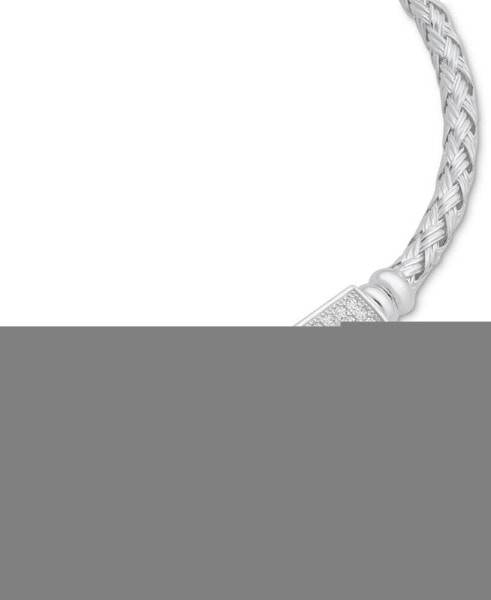 Cubic Zirconia Bar Woven Link Bracelet in Sterling Silver