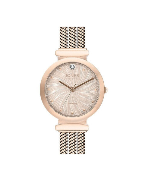 Часы и аксессуары Jones New York Женские Часы с аналоговым циферблатом и браслетом из розового золота с бриллиантами 40 мм