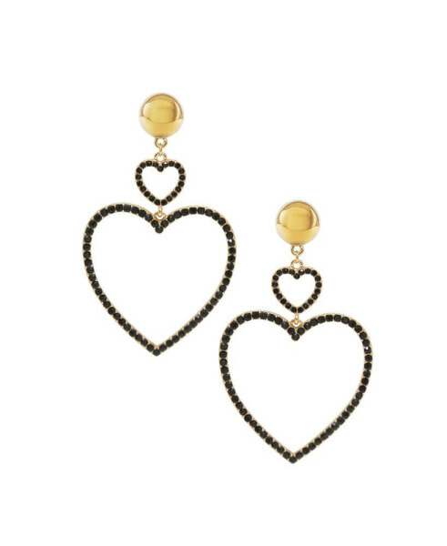 Double Crystal Heart Earrings