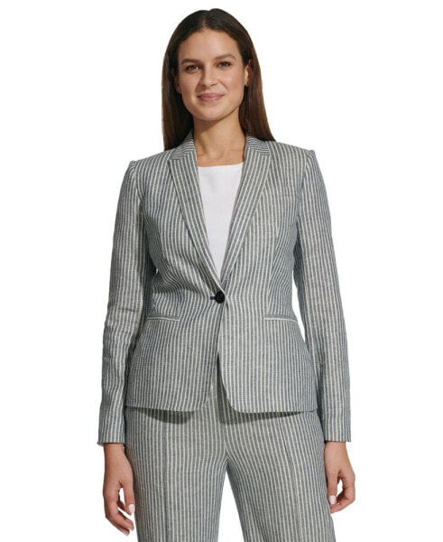 Women's Striped Single-Button Blazer