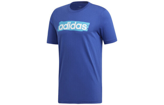 adidas 字母Logo印花运动短袖T恤 男款 蓝色 / Футболка Adidas LogoT DV3052