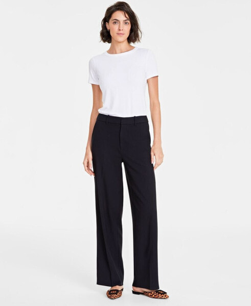 Women's High Rise Wide-Leg Trousers, Created for Macy's