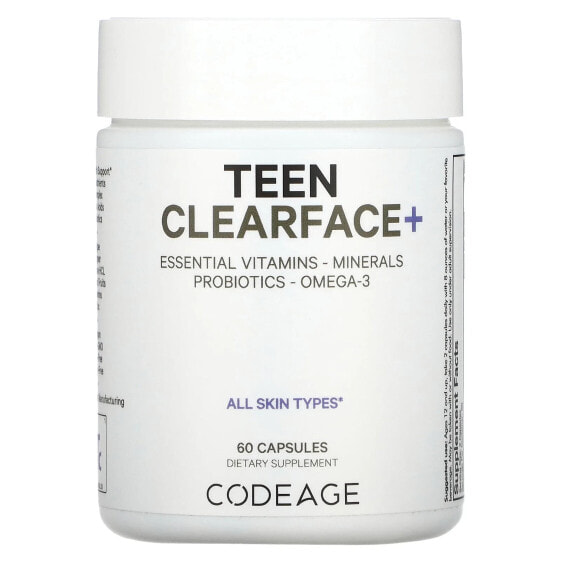 Codeage, Teen Clearface Vitamins, для всех типов кожи, 60 капсул