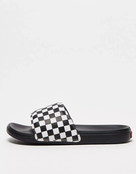 Vans La Costa sliders in black checkerboard