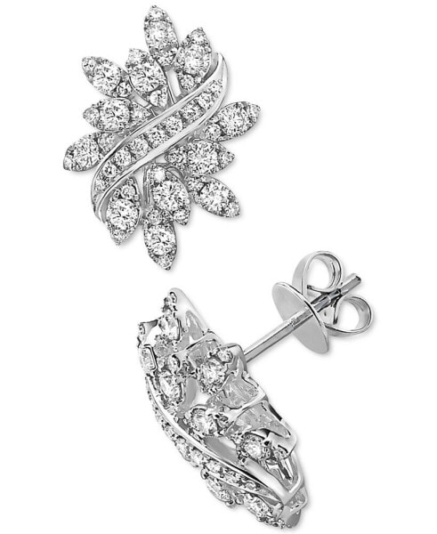 EFFY® Diamond Swirl Cluster Stud Earrings (1-1/4 ct. t.w.) in 14k White Gold
