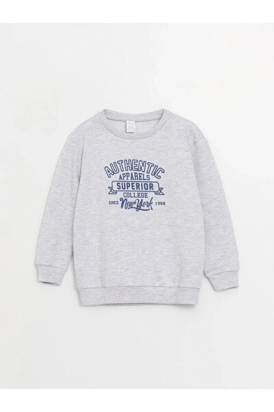 LCW baby Bisiklet Yaka Uzun Kollu Baskılı Erkek Bebek Sweatshirt