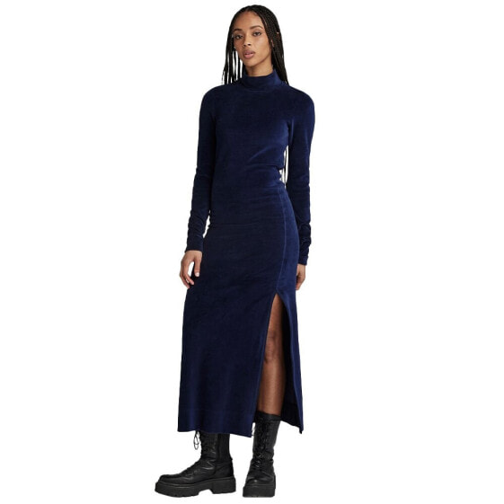 G-STAR Velvet Slit Long Sleeve Short Dress