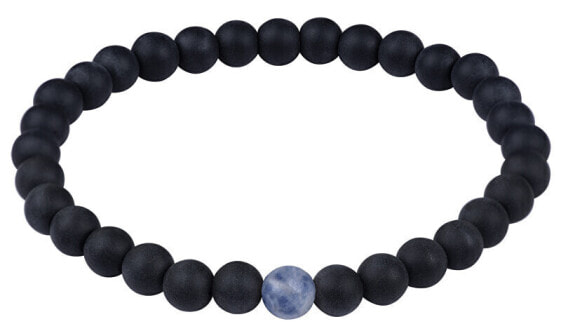 Bead bracelet of onyx and blue jasper