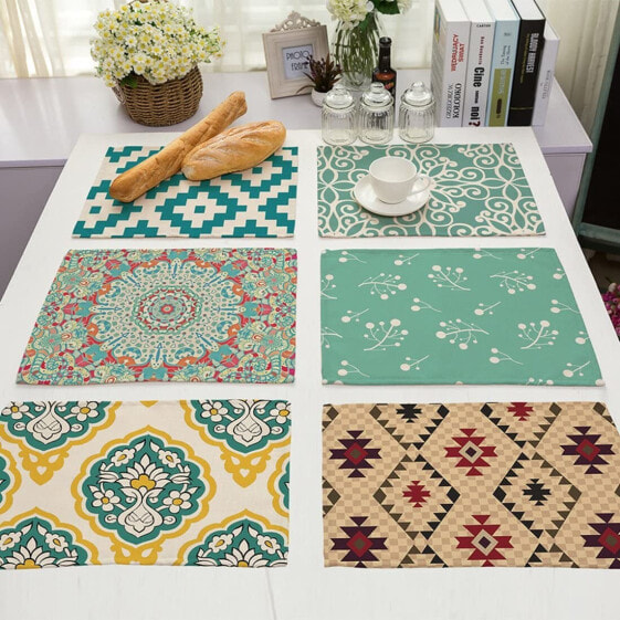 X-Labor Modern Place Mats High-quality Cotton and Linen 42 x 32 cm Set of 6