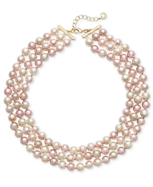 Imitation Pearl Triple Layer Necklace, 17" + 2" extender, Created for Macy's