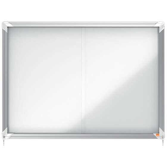 NOBO Premium Plus 8xA4 Sheets Magnetic White Surface Interior Display Case With Sliding Door