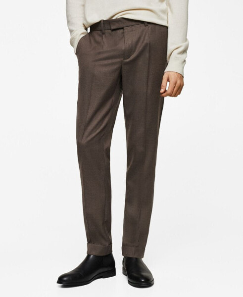 Men's Pleat Detail Wool Pants