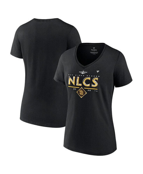 Women's Black San Diego Padres 2022 Division Series Winner Locker Room V-Neck T-shirt