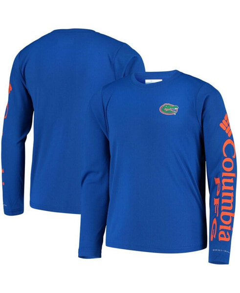 Big Boys Royal Florida Gators PFG Terminal Tackle Long Sleeve Omni-Shade T-shirt