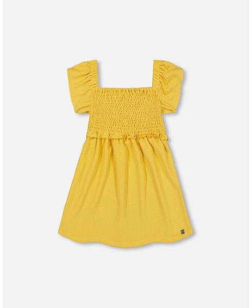 Платье Deux Par Deux Textured Knit Smocked Yellow