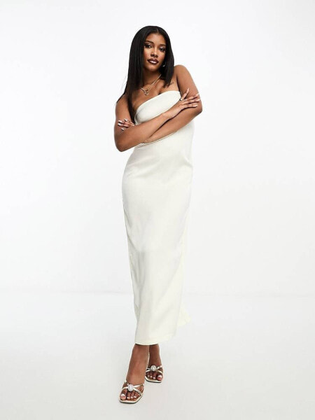 Kaiia satin bandeau maxi dress in cream