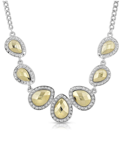 Silver-Tone and Gold-Tone Teardrop Collar Necklace