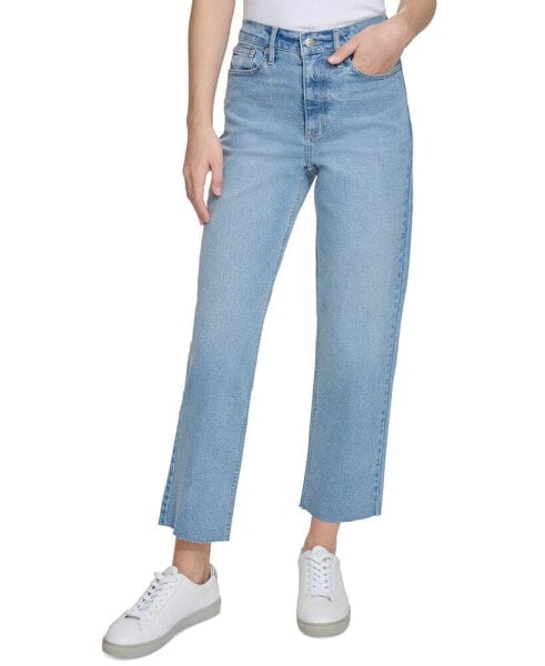 Women's Raw-Hem Straight-Leg Denim Jeans