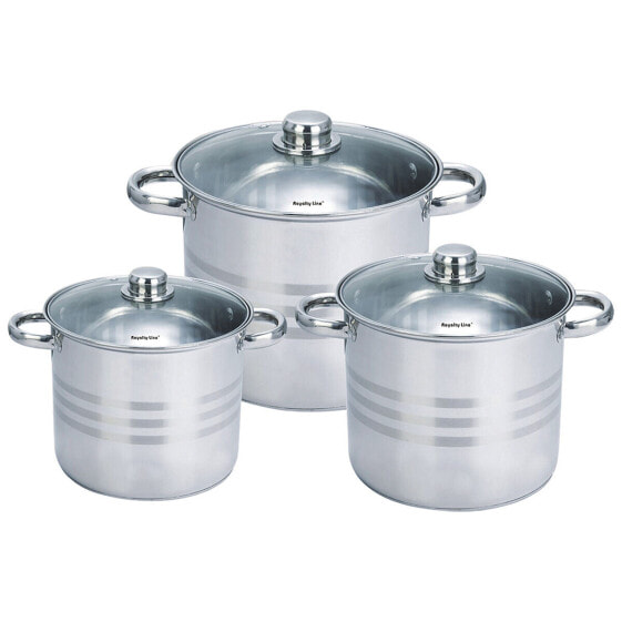 Pot with Glass Lid Royalty Line SP7 Steel 8 Pieces