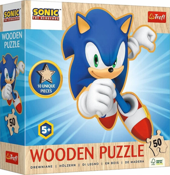 Trefl Puzzle drewniane 50 elementów Radosny Sonic