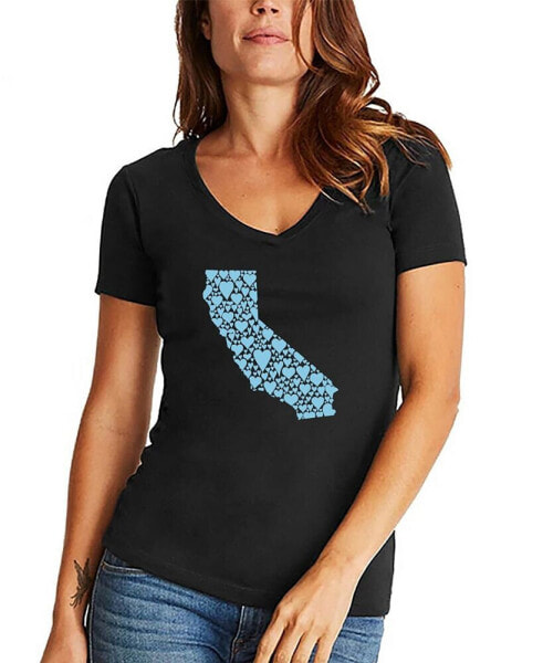 Women's California Hearts Word Art V-neck T-shirt